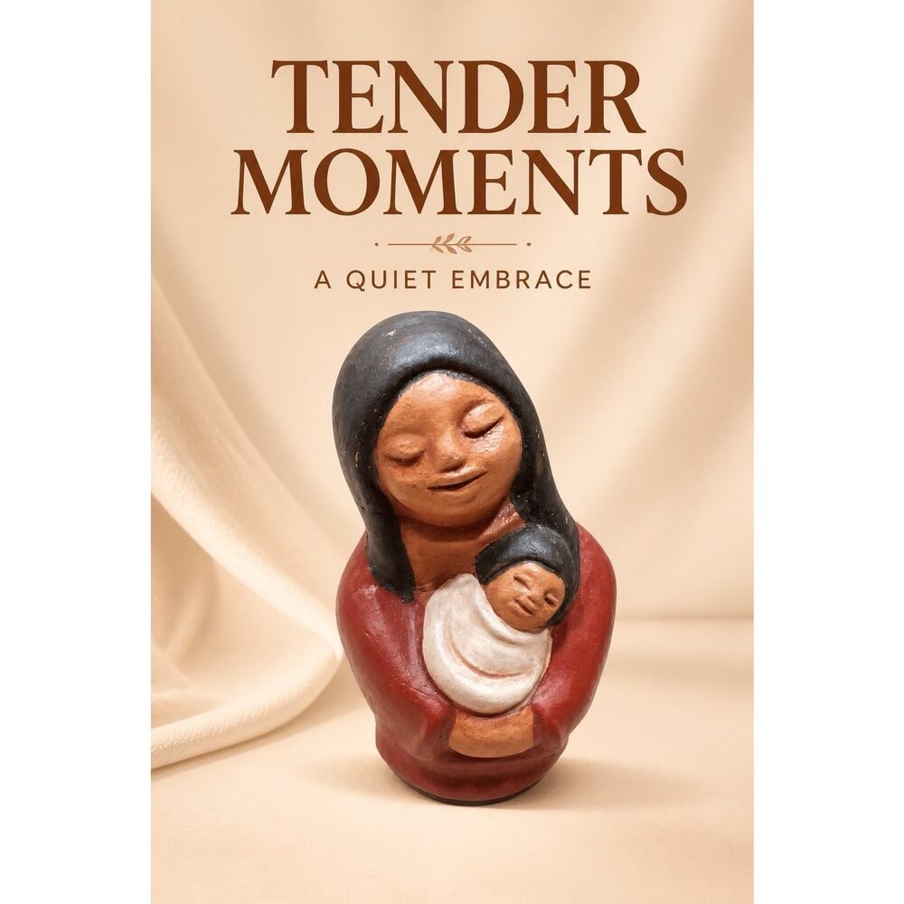 Handmade Terracotta Folk Art Figurine of a Mother & Child from Chile